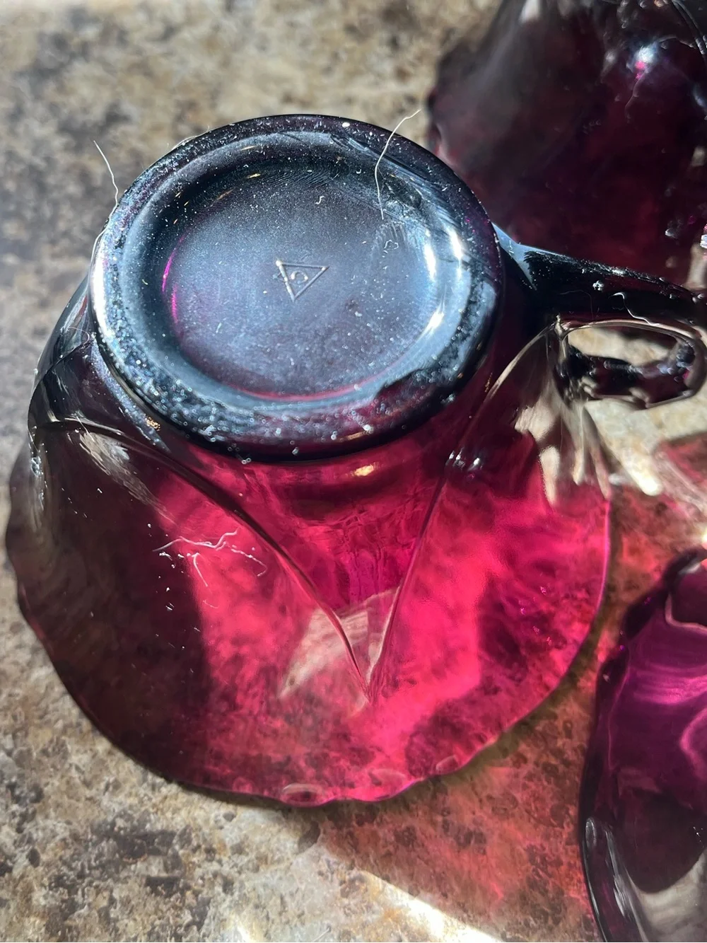 Vintage Deep Purple Amethyst Glass Tea Cups Set of 3